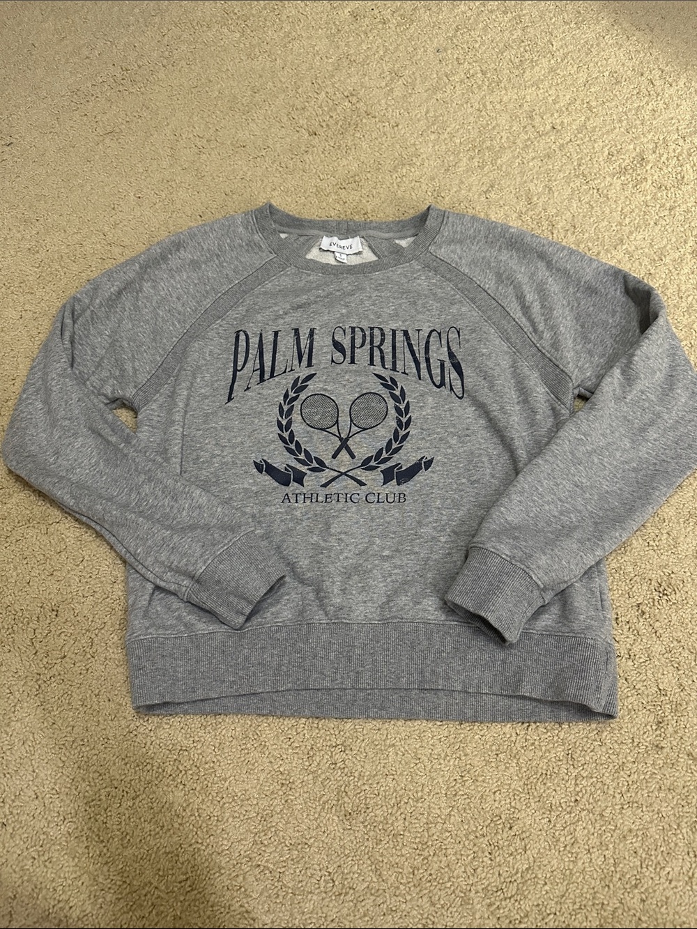 Evereve Gray Crewneck Sweatshirt with Navy Palm Springs Graphic
